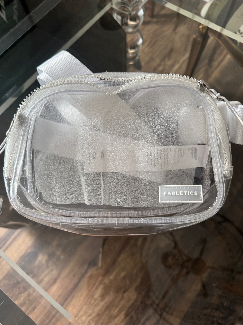 Fabletics Clear Crossbody Belt Bag with White Trim